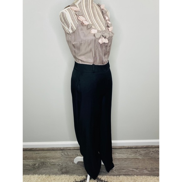 Anthropologie Sine Flower Trim Jumpsuit Women 2 Dressy Career Casual Brunch Chic - Picture 3 of 11